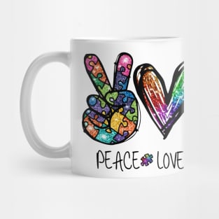 Peace Love Autism Awareness Mug